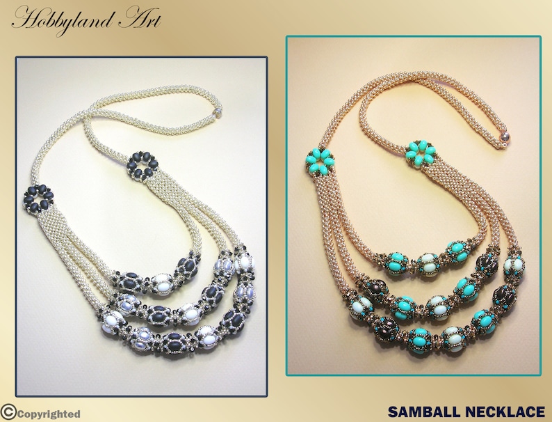 Samball Necklace-Beading tutorial Samos par Puca ,Roce bead,Crystal bead Beaded Necklace Tutorial PDF-hobbyland image 3