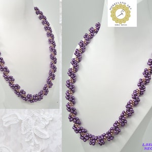 Lace pearl necklace and earrings-Beasley Spiral Beading tutorial-Seed bead,Pearl bead-Czech-Beading Pattern Tutorial PDF-hobbyland zdjęcie 5