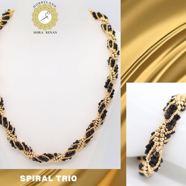 Set beading Tutorial-"spiral trio necklace & bracelet" - Seed beads, crystal beads- Beading Pattern-Tutorial PDF-hobbyland