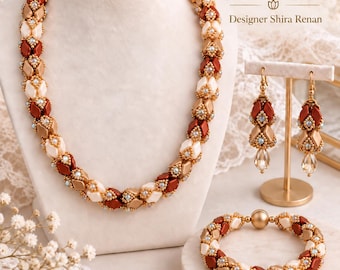 Tulip Necklace, Bracelet and Earring Beading Tutorial, Crystal and Seed Beads (PDF)