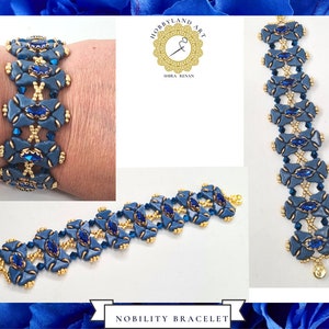 NOBILITY BRACELET -Beading tutorial-Seed bead,helios beads,Crystal bead,Navette  gold set-Beading Pattern Tutorial PDF-hobbyland