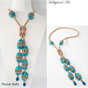 Flower Balls Lariat Necklace Beading Tutorial – Paisley Bead (PDF Pattern)