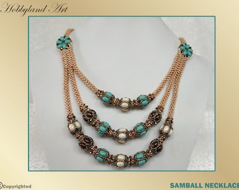 Samball Necklace-Beading tutorial - Samos -par Puca ,Seed bead,Crystal bead- Beaded Necklace Tutorial PDF-hobbyland