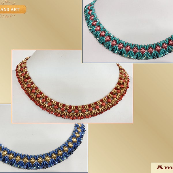 Beading Kit & PDF Tutorial Beading  "Amanda necklace" wibe duo beads,moby duo beads,Seed Beads,o bead,crystal beads,drop duo- necklace kit