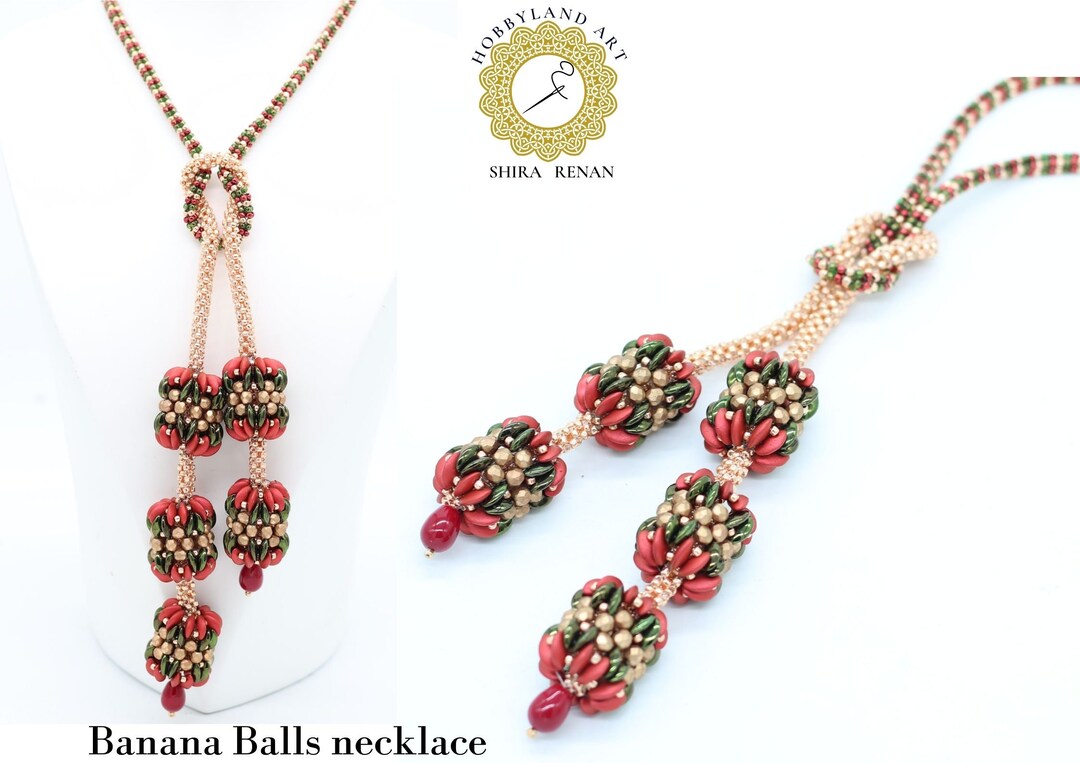 Banana Balls Lariat Necklace beading Tutorialmobyduo Etsy