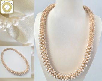 Queen Pearls Necklace -Beading tutorial-Seed bead,Pearl bead,crystal beads -Beading Pattern Tutorial PDF