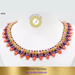 Floral Fantasy Necklace Beading Tutorial, Crystal & Seed Beads (PDF Pattern) image 9
