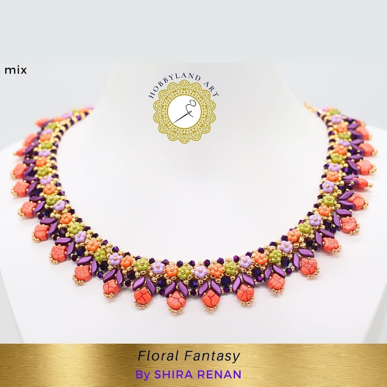 Floral Fantasy Necklace Beading Tutorial, Crystal & Seed Beads (PDF Pattern) image 9