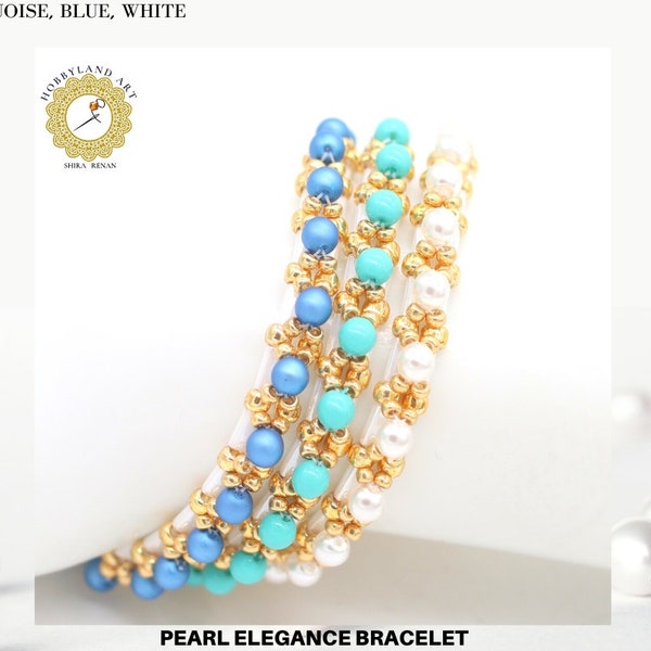 Pearl Elegance bracelet-Beading tutorial-Seed bead,Pearl bead,tila beads -Beading Pattern Tutorial PDF