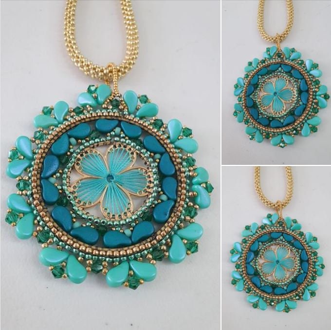 Tutorial Pendant lace Flower Mandala Crystal - Etsy