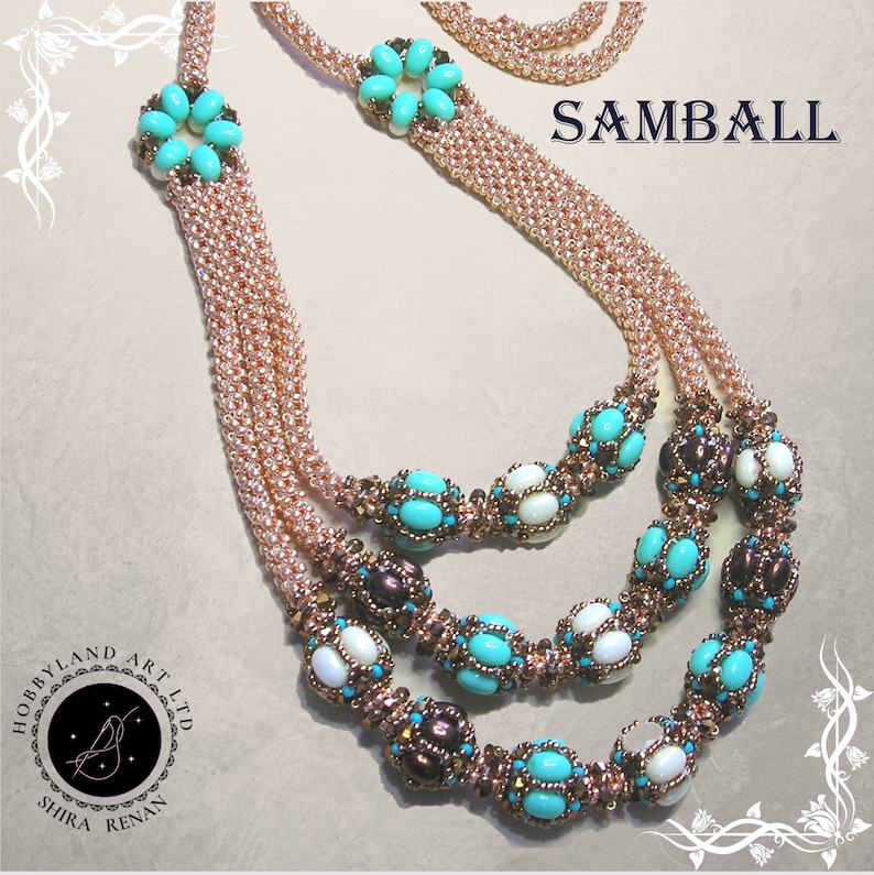 Samball Necklace-Beading tutorial Samos par Puca ,Roce bead,Crystal bead Beaded Necklace Tutorial PDF-hobbyland image 2