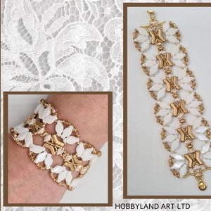 Lilac BRACELET-Beading tutorial-Navvete bead ,GemDuo bead,Bridge bead,O bead,seed bead,crystal bead,SuperDuo bead-Tutorial PDF-hobbyland