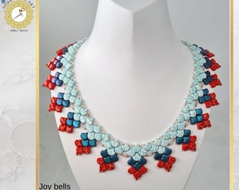 Beading tutorial "Joy bells  Necklace" Ginko,Fire-Polish beads,Seed beads- PDF Tutorial