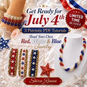 4 juli-pärlpaket – 3 patriotiska PDF-smyckesmönster (digital nedladdning)