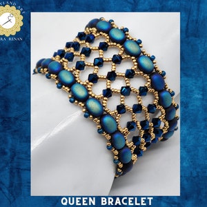 Beading tutorial,&quot;Queen bracelet&quot;, 2 hole ,samos bead puca ,seed beads,crystal bead .PDF Tutorial