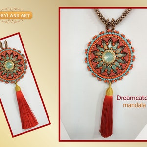 Beading tutorial &quot; Marganit Mandala&quot; 2 hole Helios beads,Kite beads ,Rivoli ,Tassel  ,Delica beads, Seed Beads,ring.PDF Tutorial