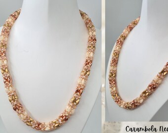 Beading Kit & PDF Tutorial Beading,"Carambola Necklace" 2 hole Mobyduo,crystal bead, Seed Beads- necklace kit