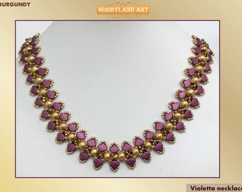 Beading Kit & PDF Tutorial Beading "Violetta Necklace" ginko beads,crystal bead, Seed Beads,o bead necklace kit