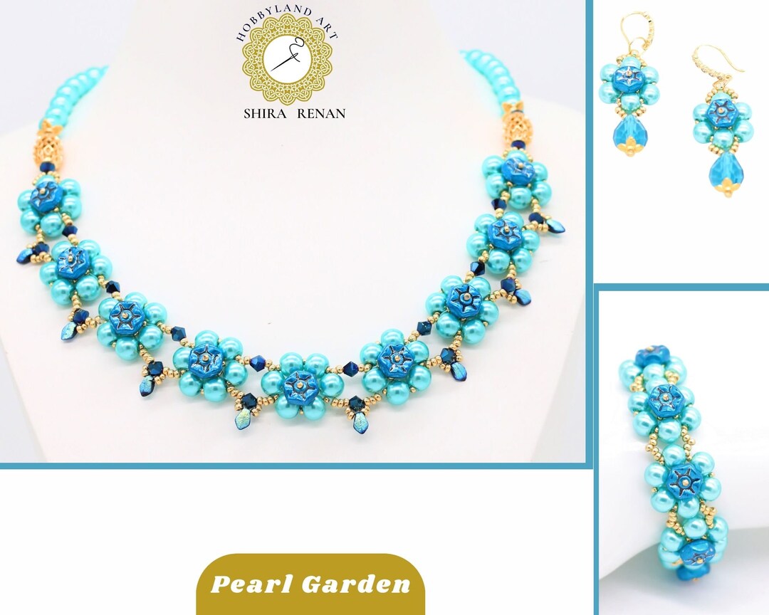 3 FILE Pdf-set Beading Tutorial-pearl Garden Necklace,earrings,bracelet ...