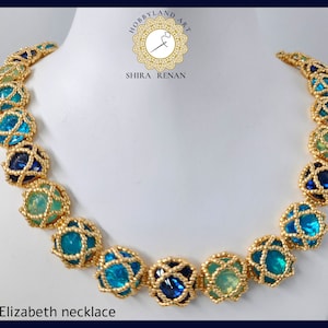 Beading tutorial &quot;Elizabeth necklace&quot; Seed bead,rivoli stone.PDF Tutorial