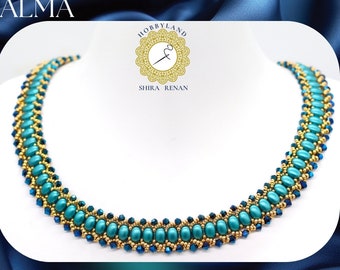 Alma Necklace-Kit & Tutorial-seed beads, crystal beads, samos par Puca-Beaded necklace kit-hobbyland