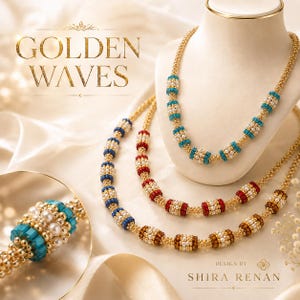 Golden Waves Necklace Tutorial PDF | Beading Pattern with CRAW and Pearls | DIY Jewelry Instructions