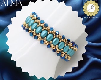 Alma Bracelets-Kit & Tutorial-seed beads, crystal beads, Tutorial PDF,  samos, par Puca-Beaded Bracelets kit-hobbyland