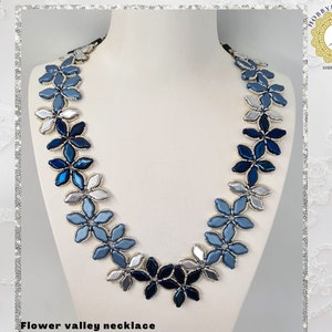 Collier vallée de fleurs Kit & Tutoriel-Navette perles, o perles, perles de graines-Tutoriel PDF-hobbyland silver blue