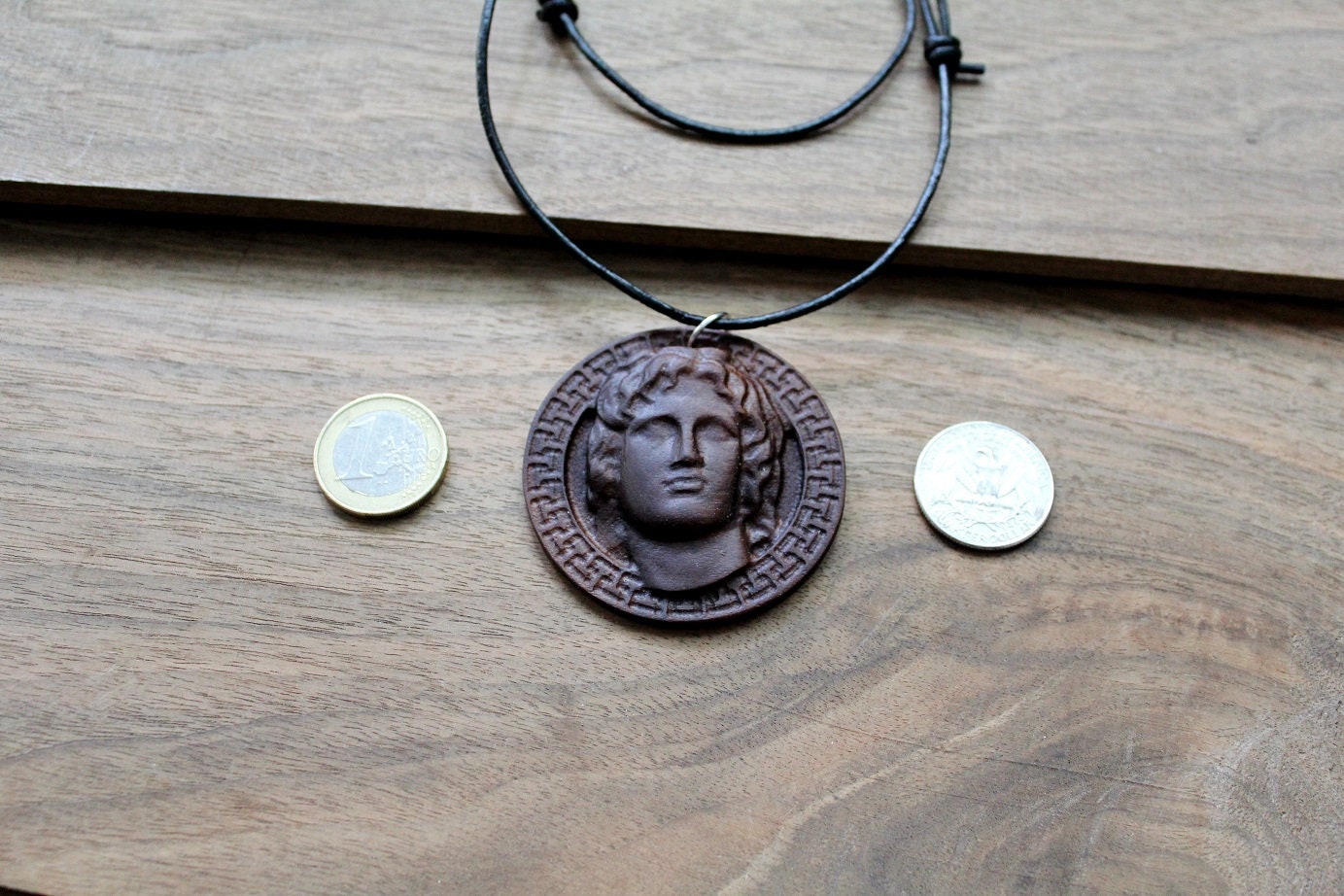 Wooden Alexander the Great Necklace Designer Greek Key Etsy