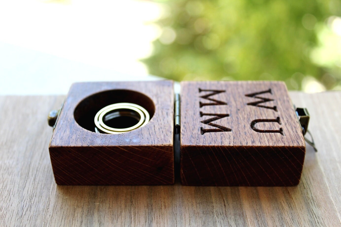 Personalized Ring Box Rustic Wood Wedding Box Greek Key Ring Etsy