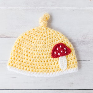 Mushroom Top-knot Beanie - Any Size (Newborn to Adult) / Crochet Mushroom Hat