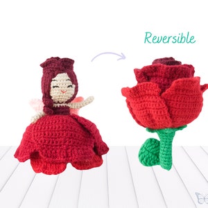 Reversible Rose Fairy Doll / Crochet doll / Flower Fairy / Garden Fairy