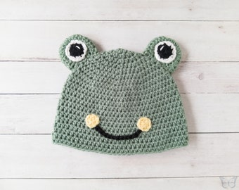 Frog Beanie - Any Size (Newborn to Adult) / Crochet Frog Hat