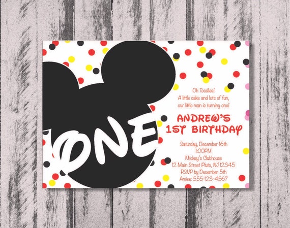 Mickey Mouse Birthday Invitation Disney Invitation Mickey Etsy Mickey Mouse Birthday Invitation Disney Invitation Mickey Etsy