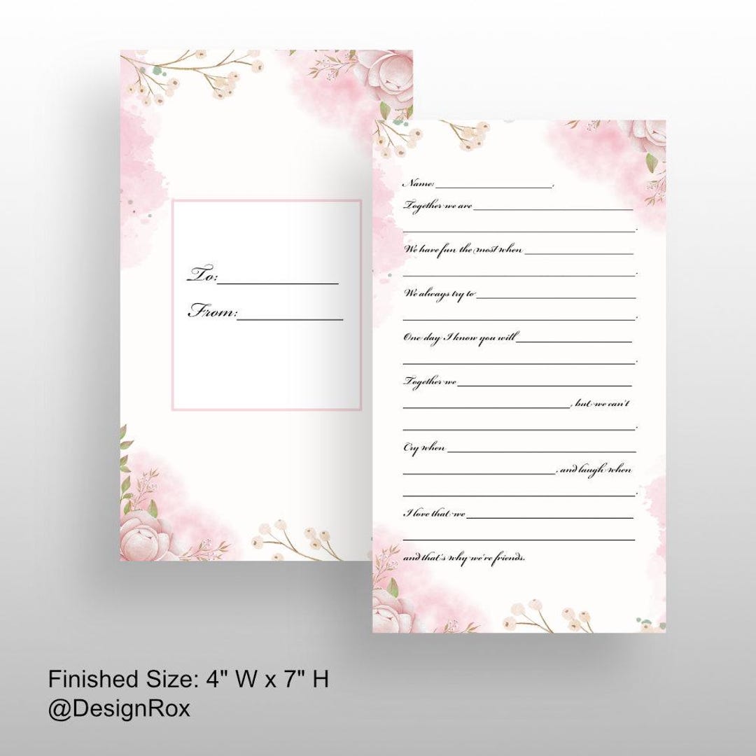 Fill in the Blank Birthday Cards for Friends - Pink Florals - Script ...