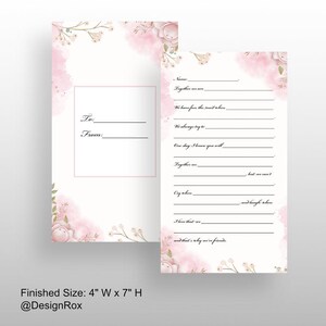 Cartões de aniversário para amigos - Flores cor-de-rosa - Fonte Script (pronta para impressão)