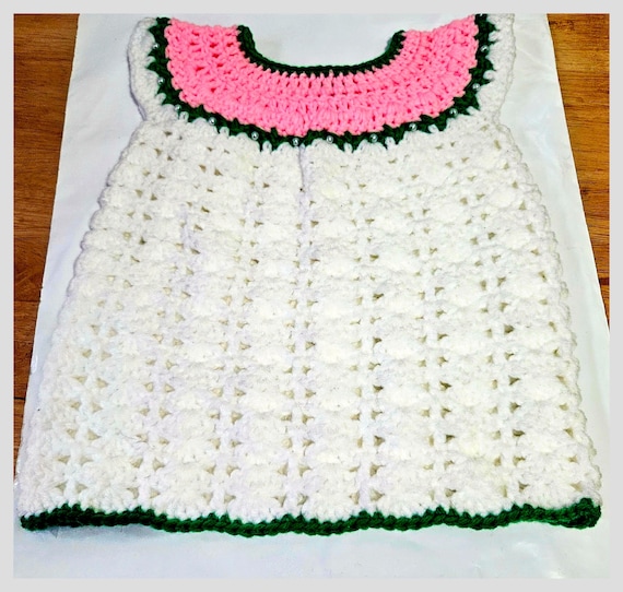 Beautiful (Pearl) Baby Dress | Newborn to Six Months | Pink & Green