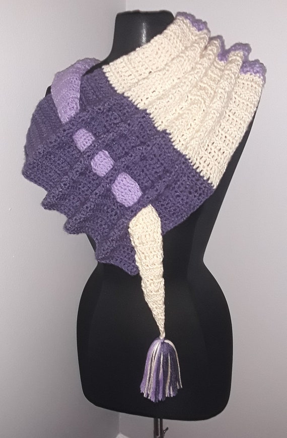 Purple, Lavender & Cream Tassel scarf- Adjustable