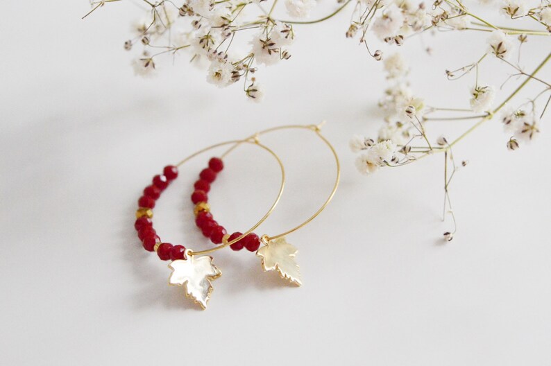 Creoles earrings Maple leavesgold plated