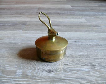 Solid Brass Gazelle Trinket Box, Horned Antelope Lidded Container, Hollywood Regency Decor