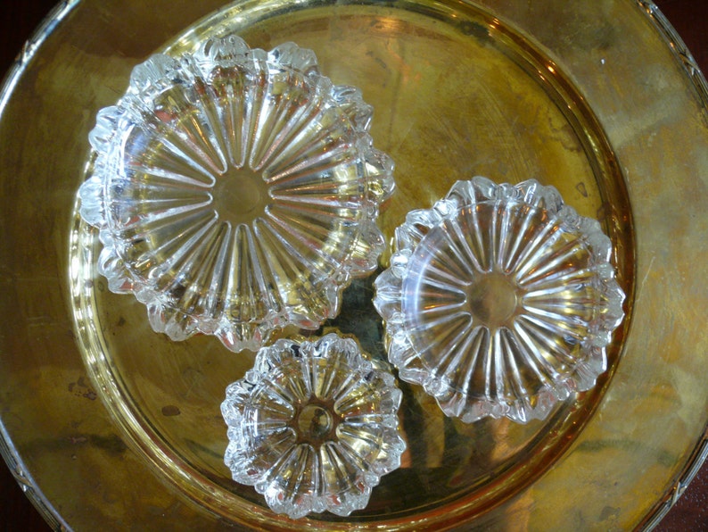 3 Fluted Clear Glass Nesting Ashtrays Vintage Hazel Atlas Etsy