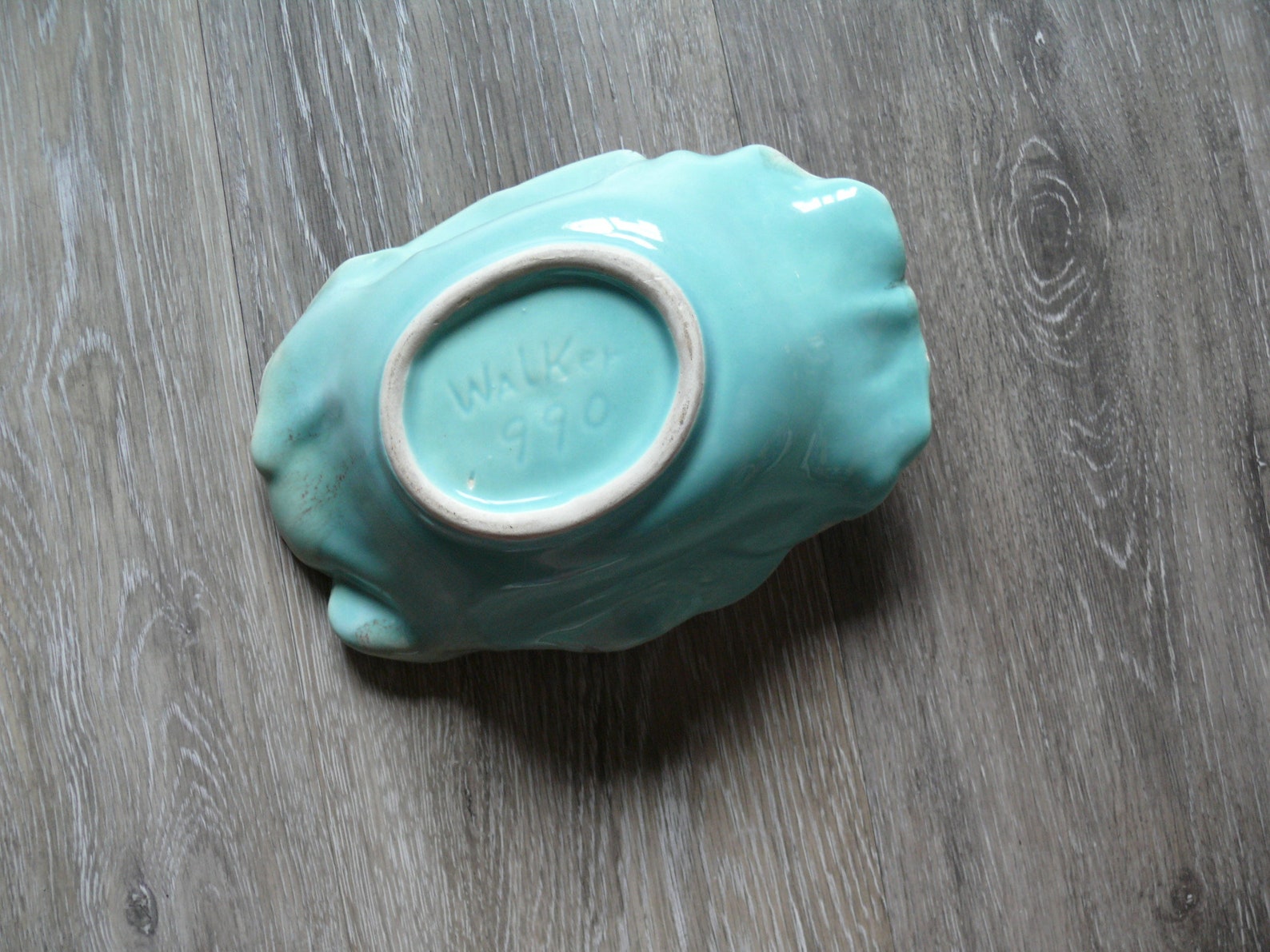 Vintage Walker Pottery Green and Red Flower Bowl Pretty Etsy