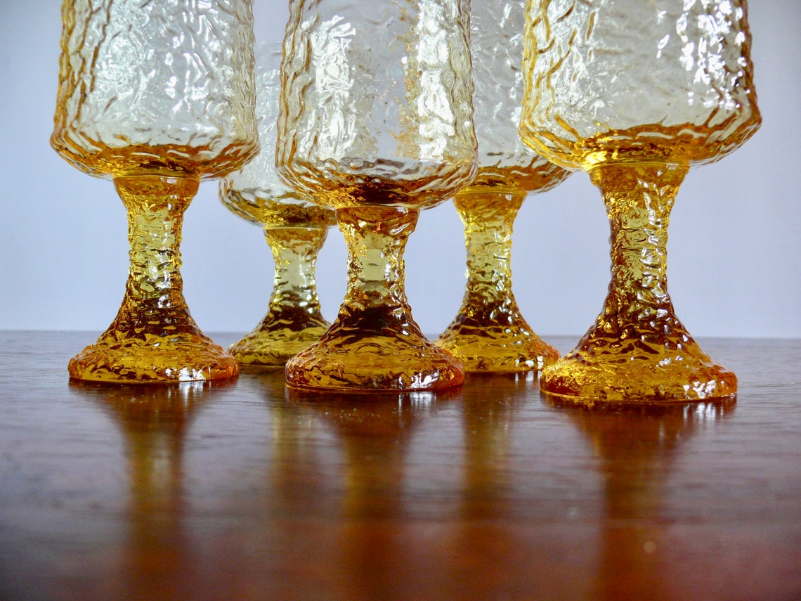 5 Lenox Crystal Impromptu Yellow Stemware Cocktail Glasses Etsy