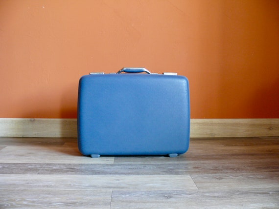 Navy Blue American Tourister Suitcase Vintage 21 Tiara Overnight Case Wedding Card Case Photo Craft Storage Stacking Luggage Decor Etsy