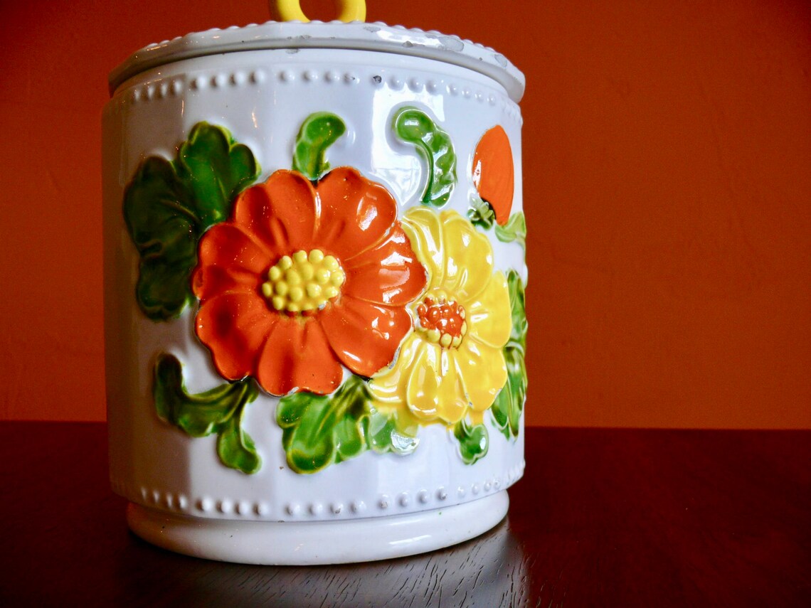 Ceramic Poppy Cookie Jar Canister Stash Jar Made in Japan Etsy