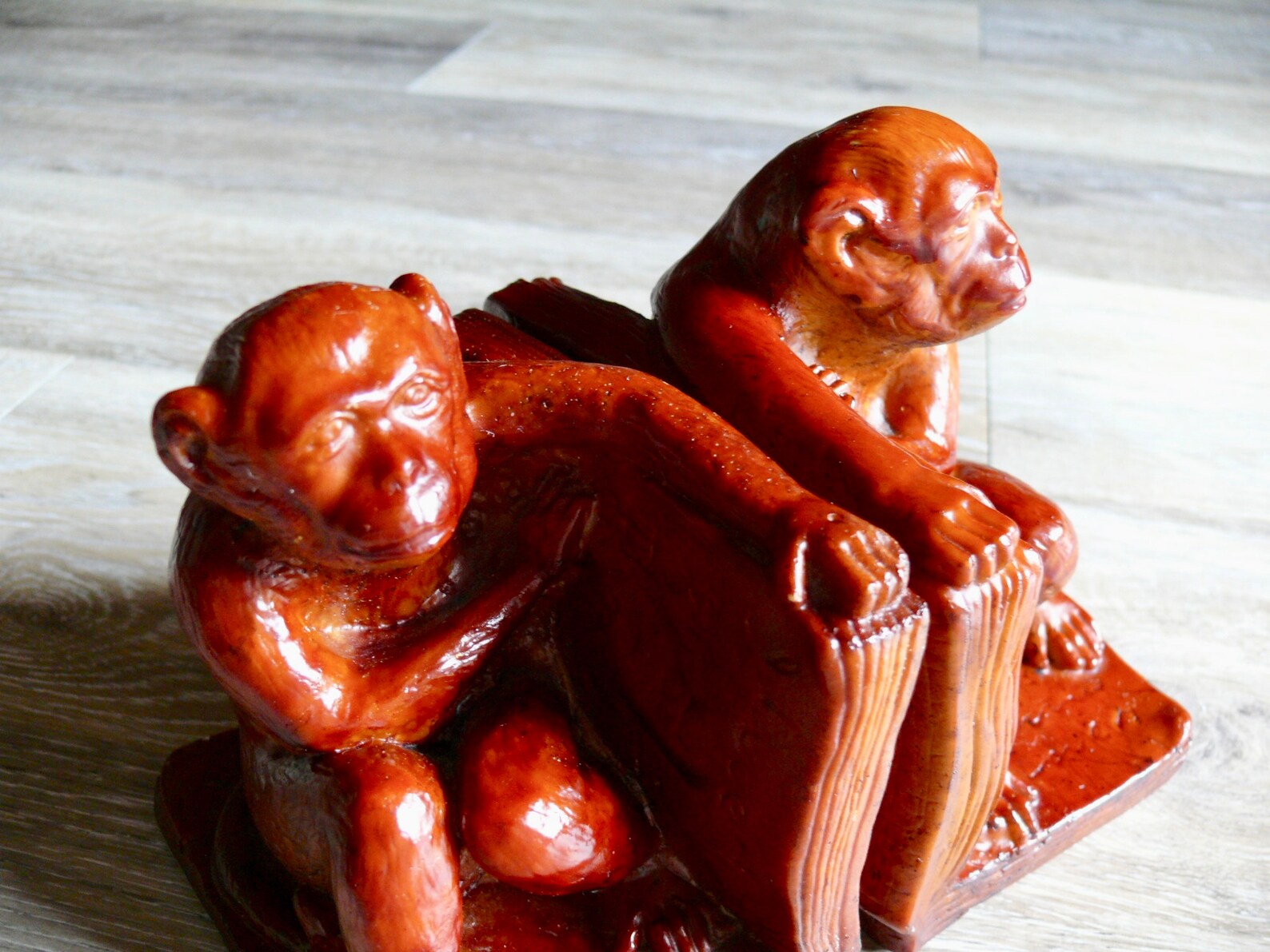Vintage Book Sitting Monkey Bookends Victorian Style Red Etsy