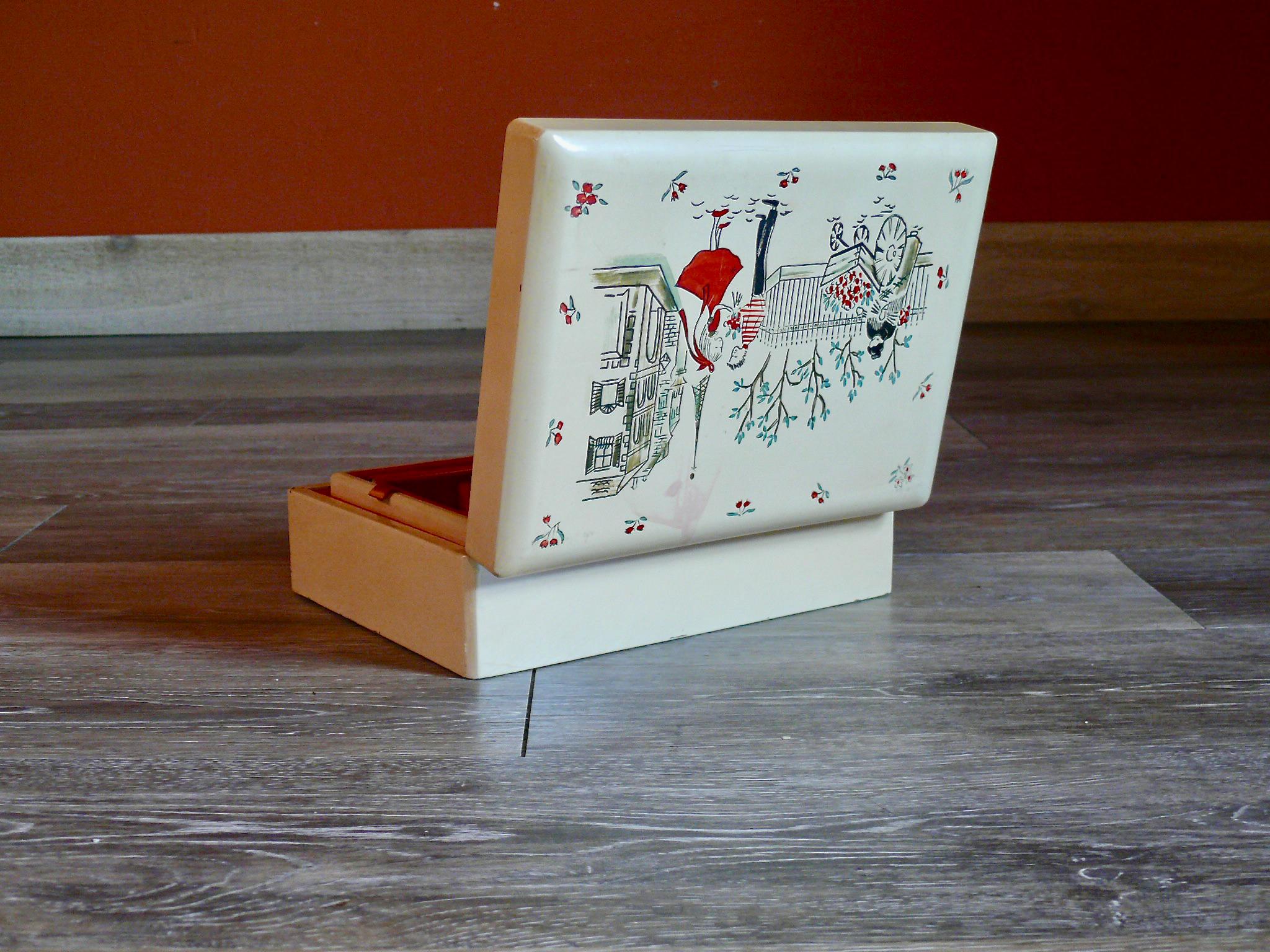 Earl Bernard Japan Hand Painted Jewelry Box, Paris Street