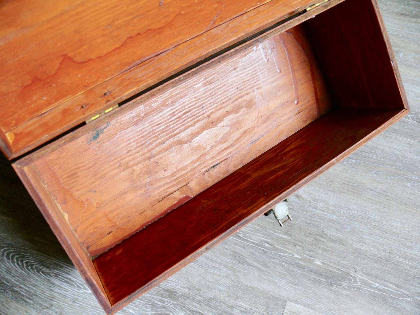 Large Old Wood Tool Box Vintage Handmade 20 Hinged Box Etsy