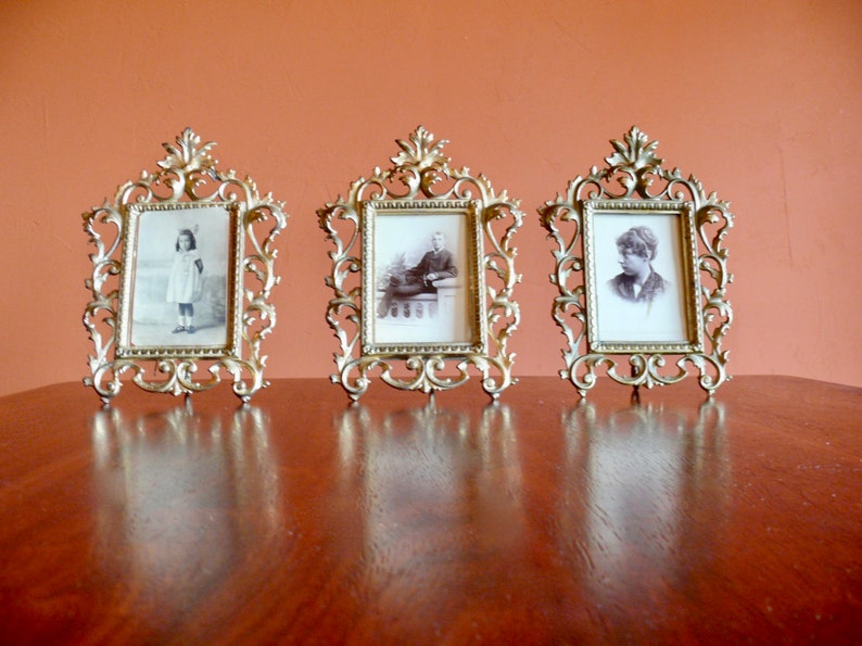Cast Brass Stand Alone Picture Frame With Swing Easel Stand Baroque Rococo Brass Tabletop Frame Mantel Office Home Desk Decor