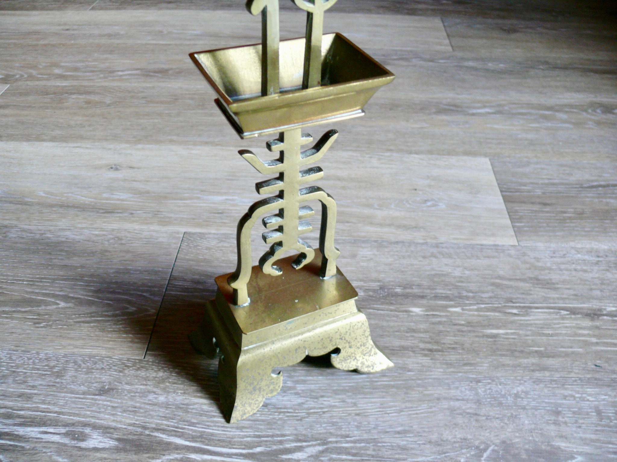 Tall Ornate Brass Spike Pillar Candle Holder Vintage 16 Etsy UK
